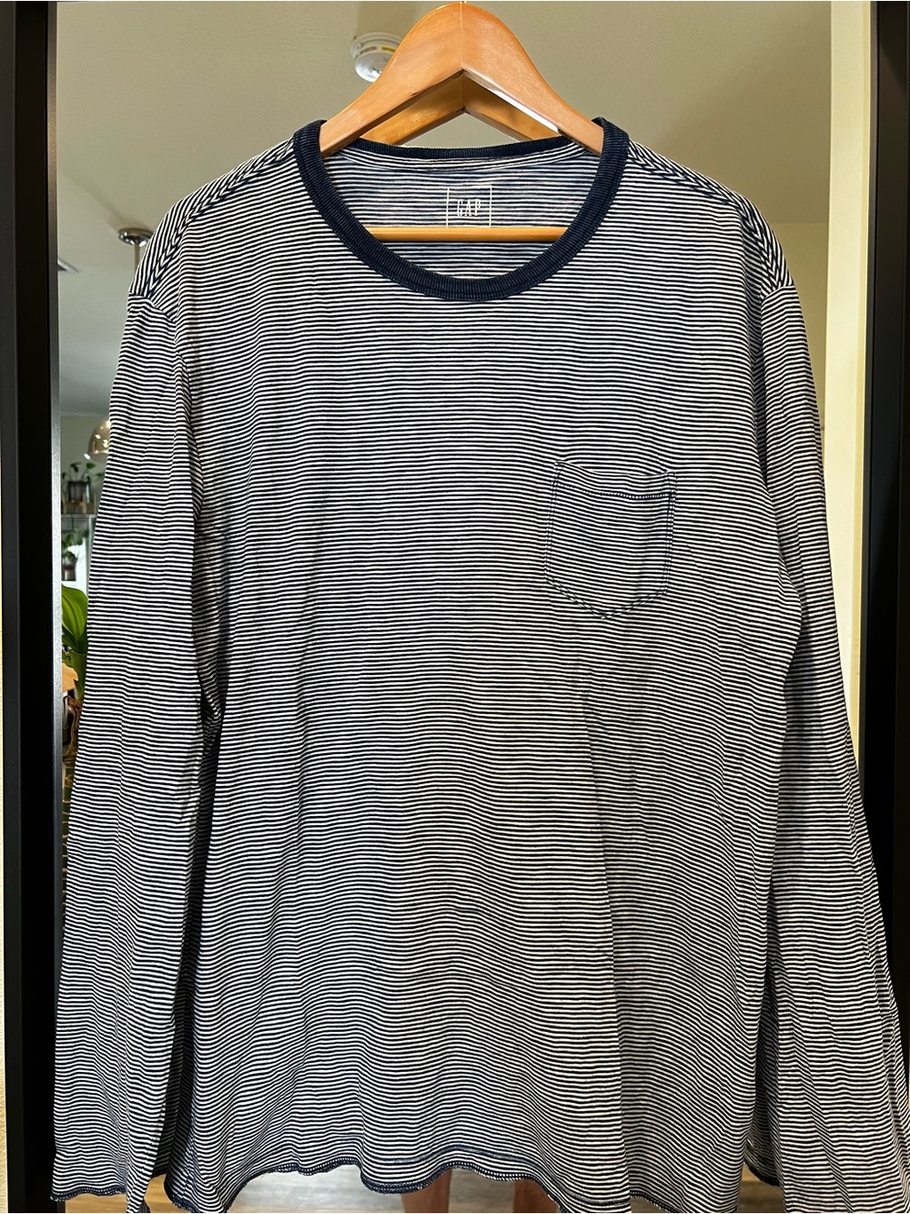 GAP Navy and White Striped Tee